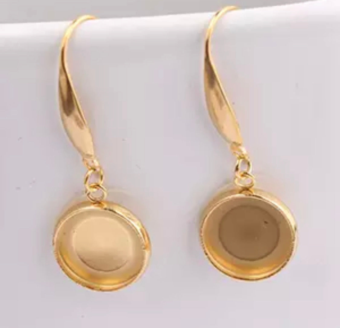 Flat Hook Dangle-12mm Cabochon Base (Pair)