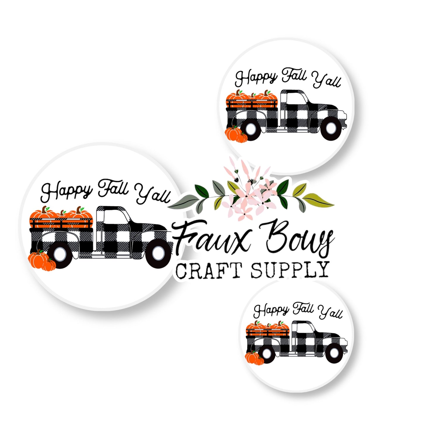 Plaid Pumpkin Truck (Custom)-8/10/12mm Glass Cabochon