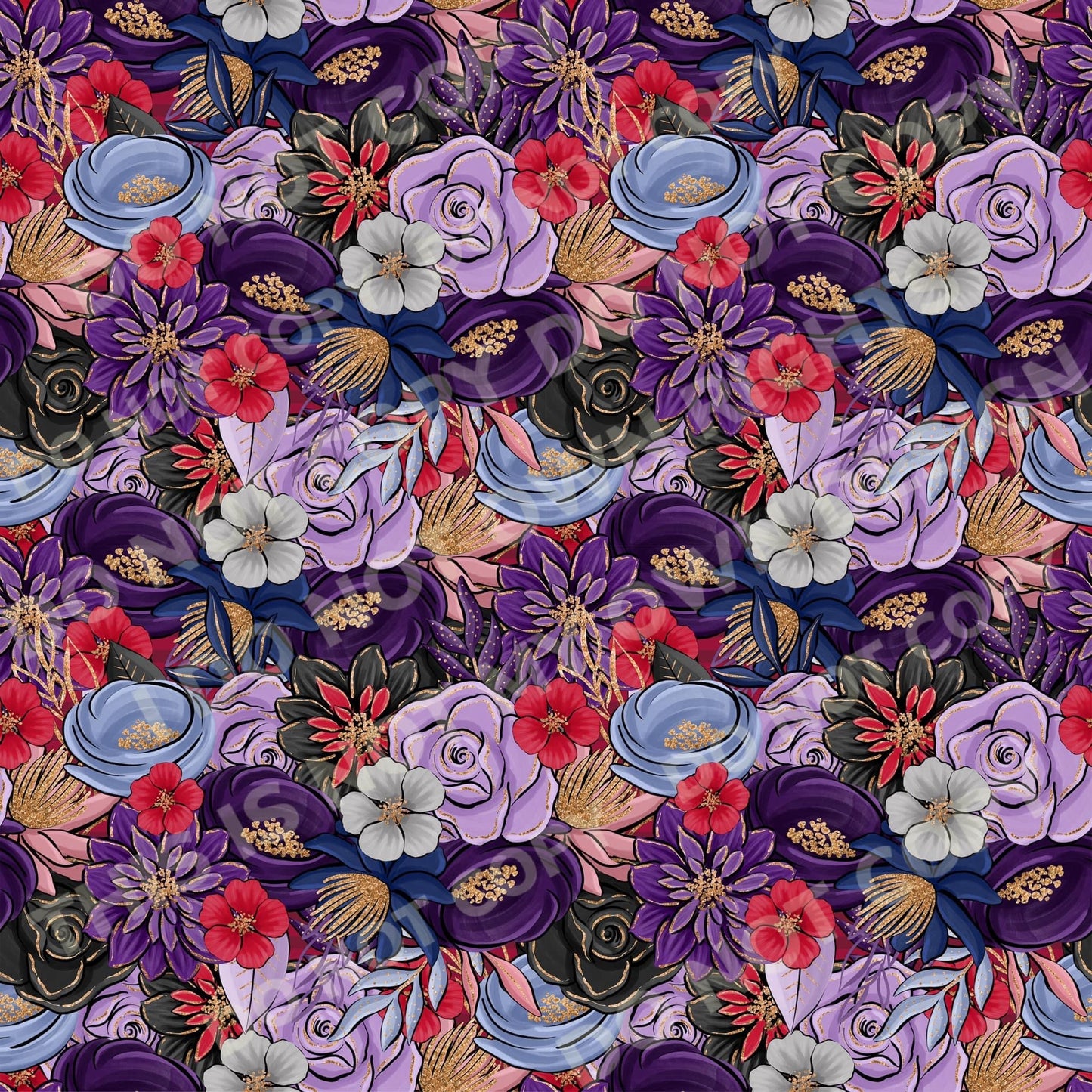 Purple Halloween Floral Printed Fabric Ribbed Knit/Bullet/DBP/Scuba/Leather