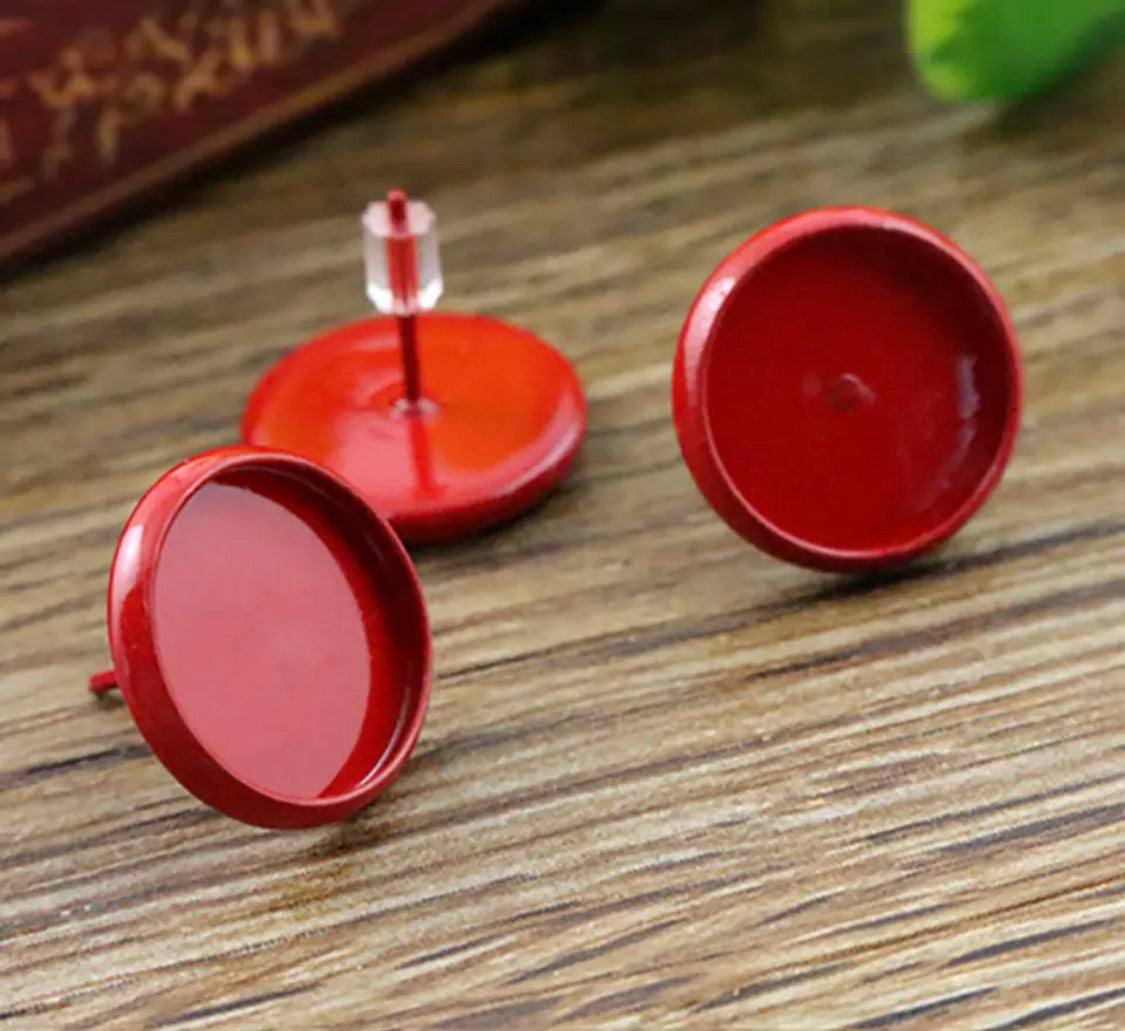 Colored Stud Earring Base-10mm Cabochon