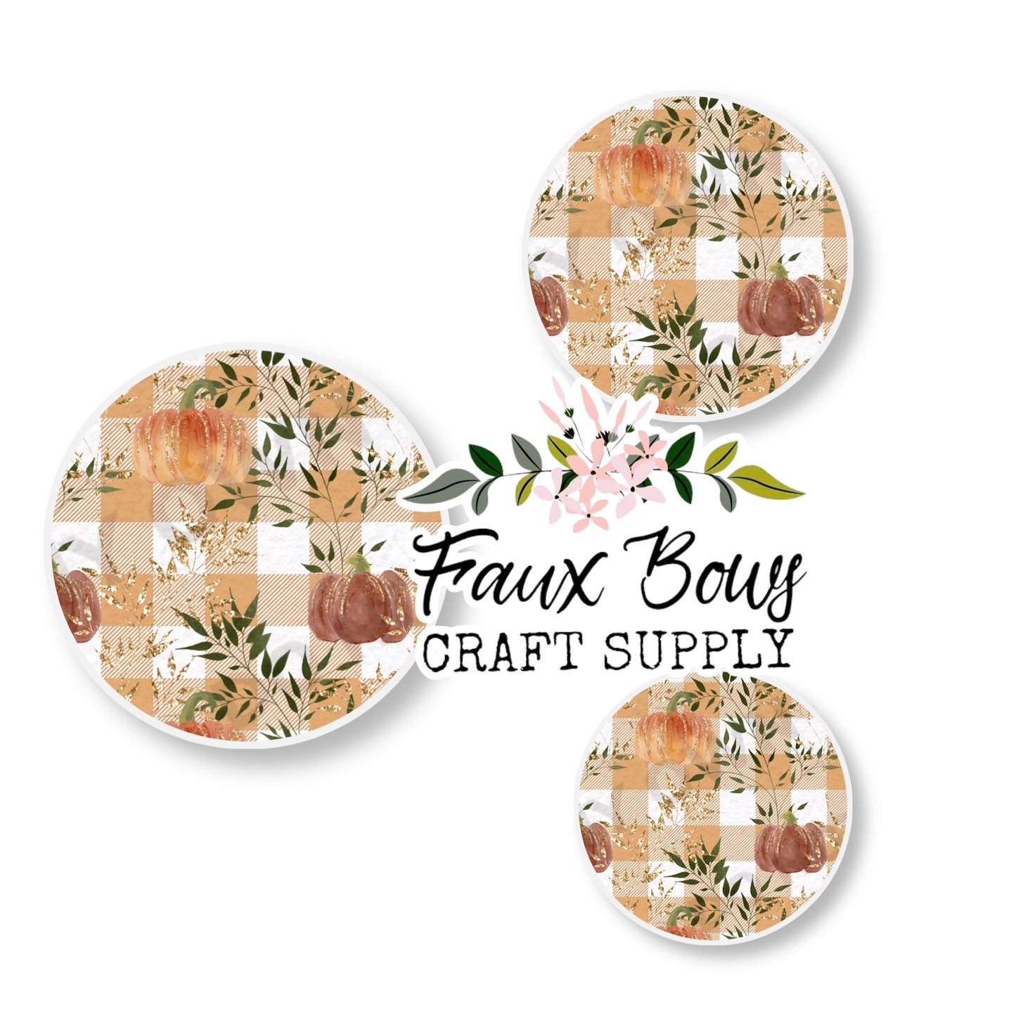 Watercolor Orange Plaid Pumpkin Patch(Custom)-12mm Glass Cabochon