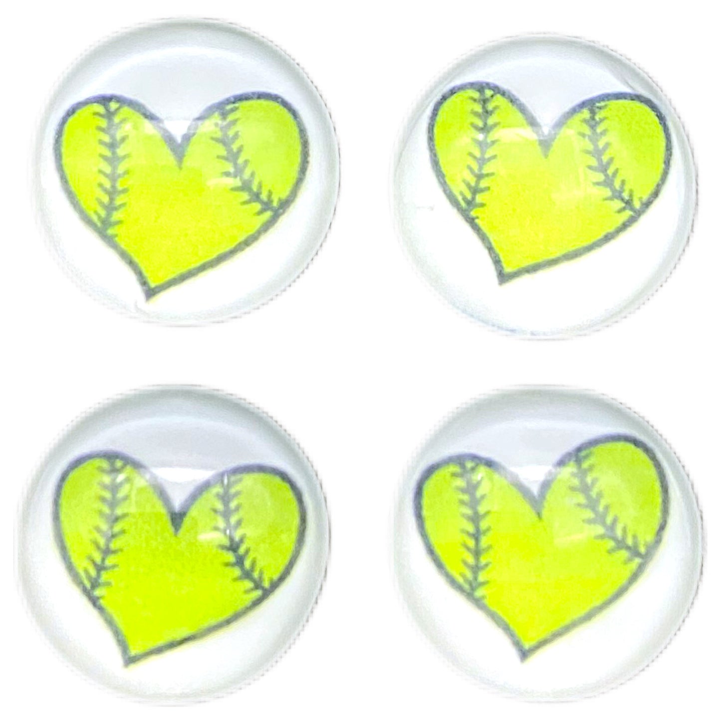 Softball Heart (Custom)-12mm Glass Cabochon