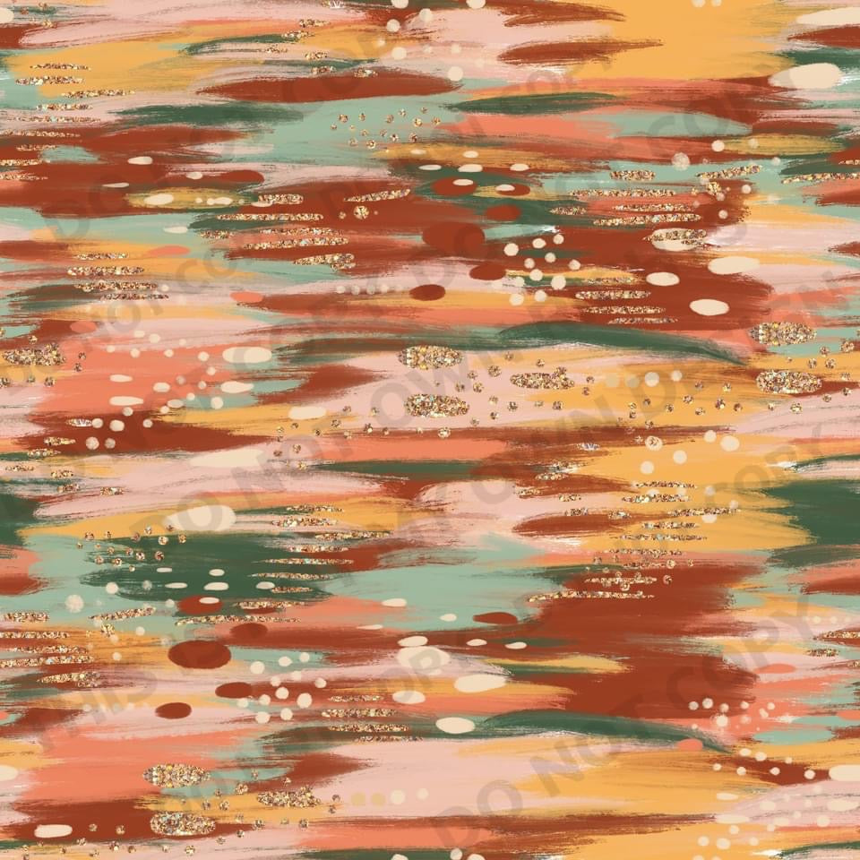 Abstract Fall Streaks Printed Fabric Ribbed Knit/Bullet/DBP/Scuba/Leather