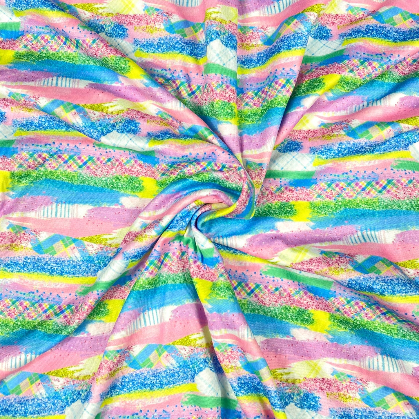 LIVE SALE Pastel Plaid Brushstrokes (Custom) DBP-Double Brushed Poly Knit Fabric