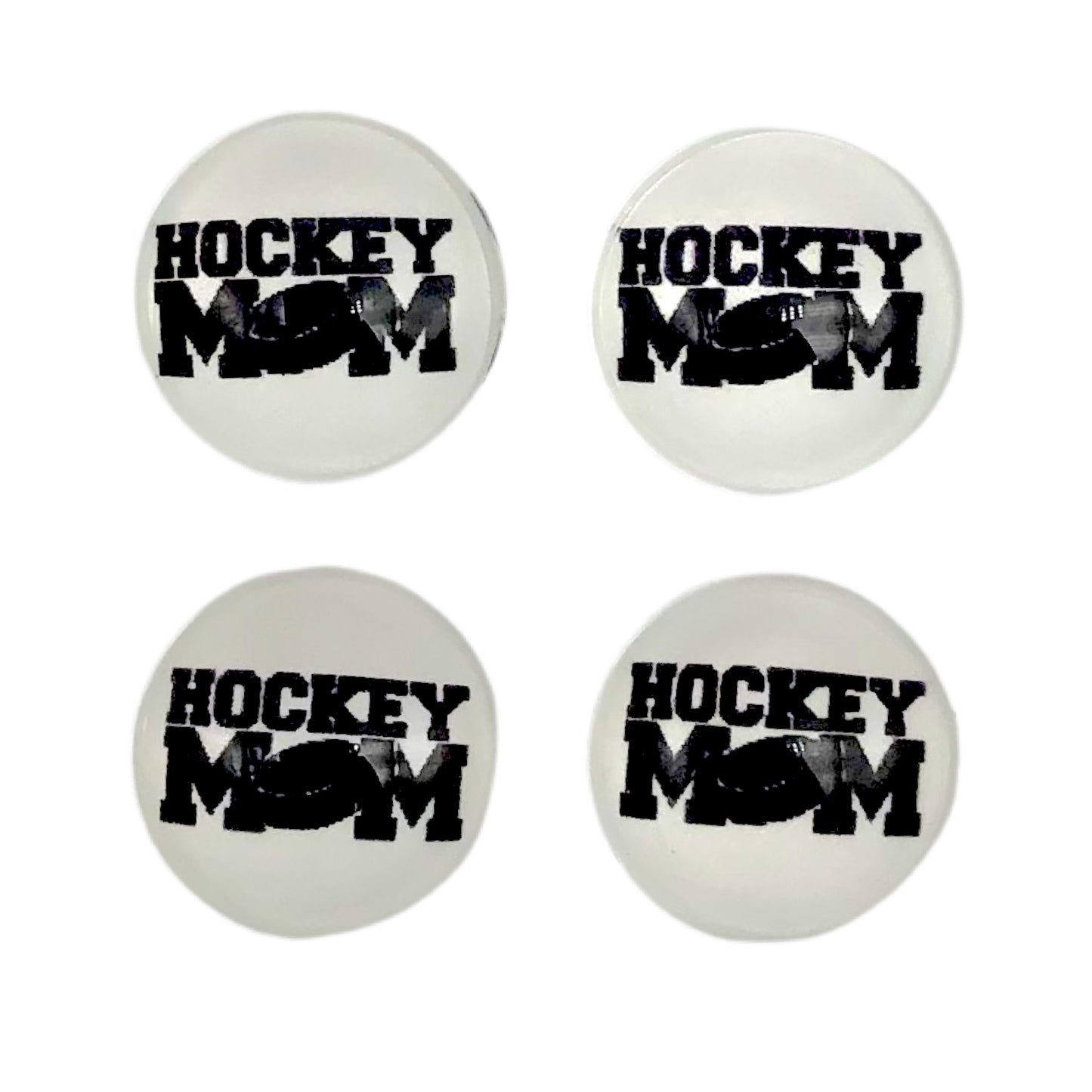 B&W Hockey Mom-12mm Glass Cabochon
