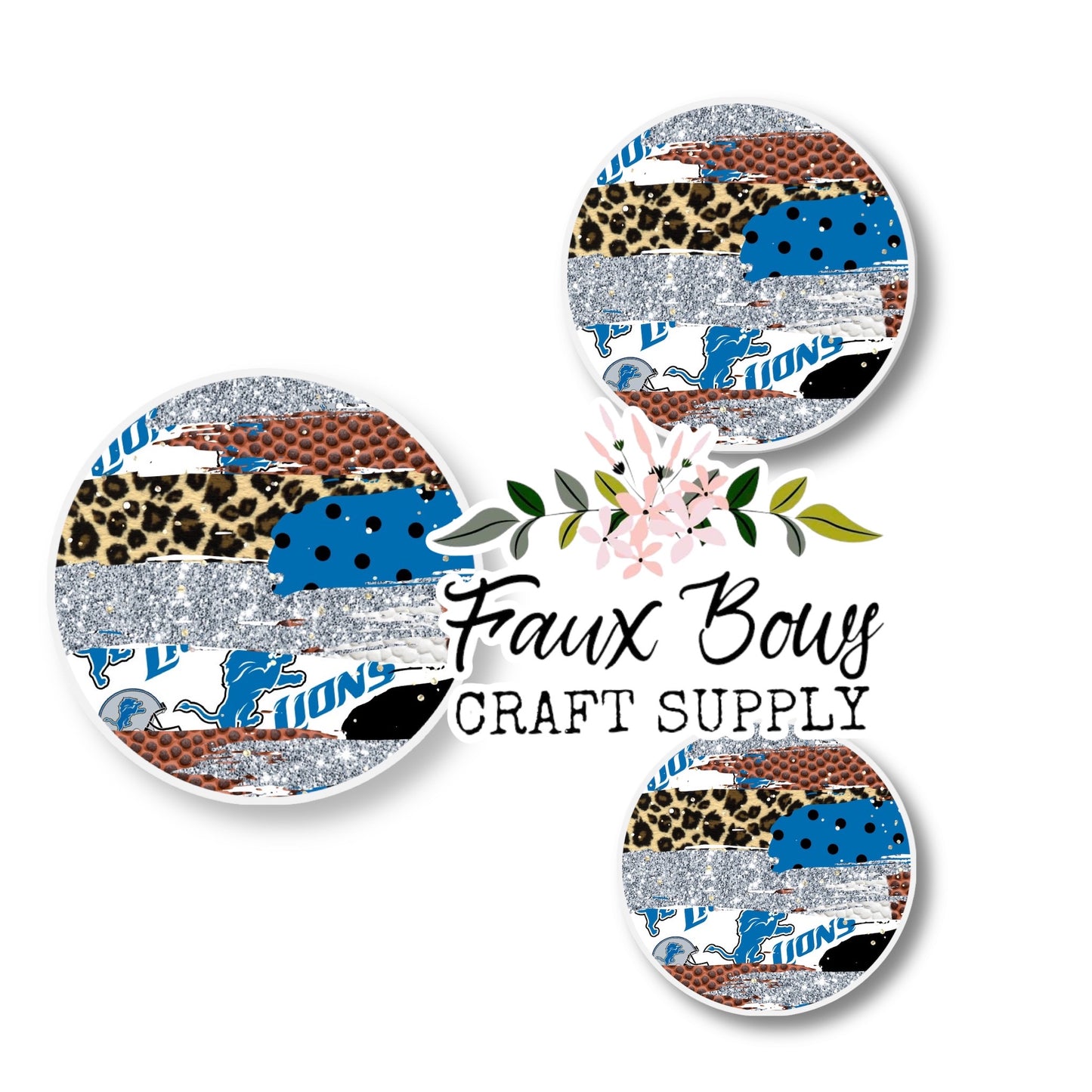 Detroit Lions Brushstrokes (Custom)-8/10/12mm Glass Cabochon