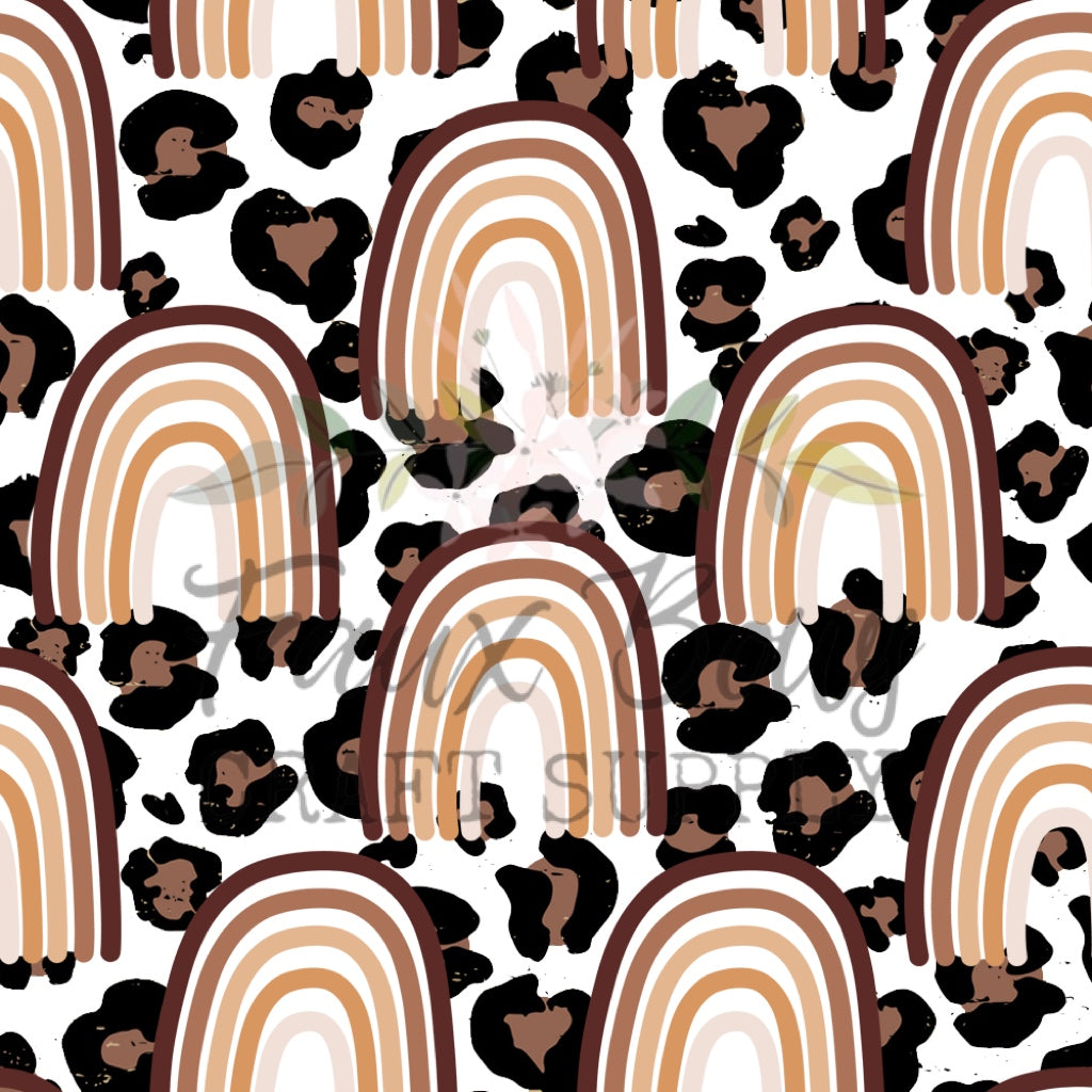 💜Neutral Leopard Rainbow PRINTED Fabric Bullet/Leather