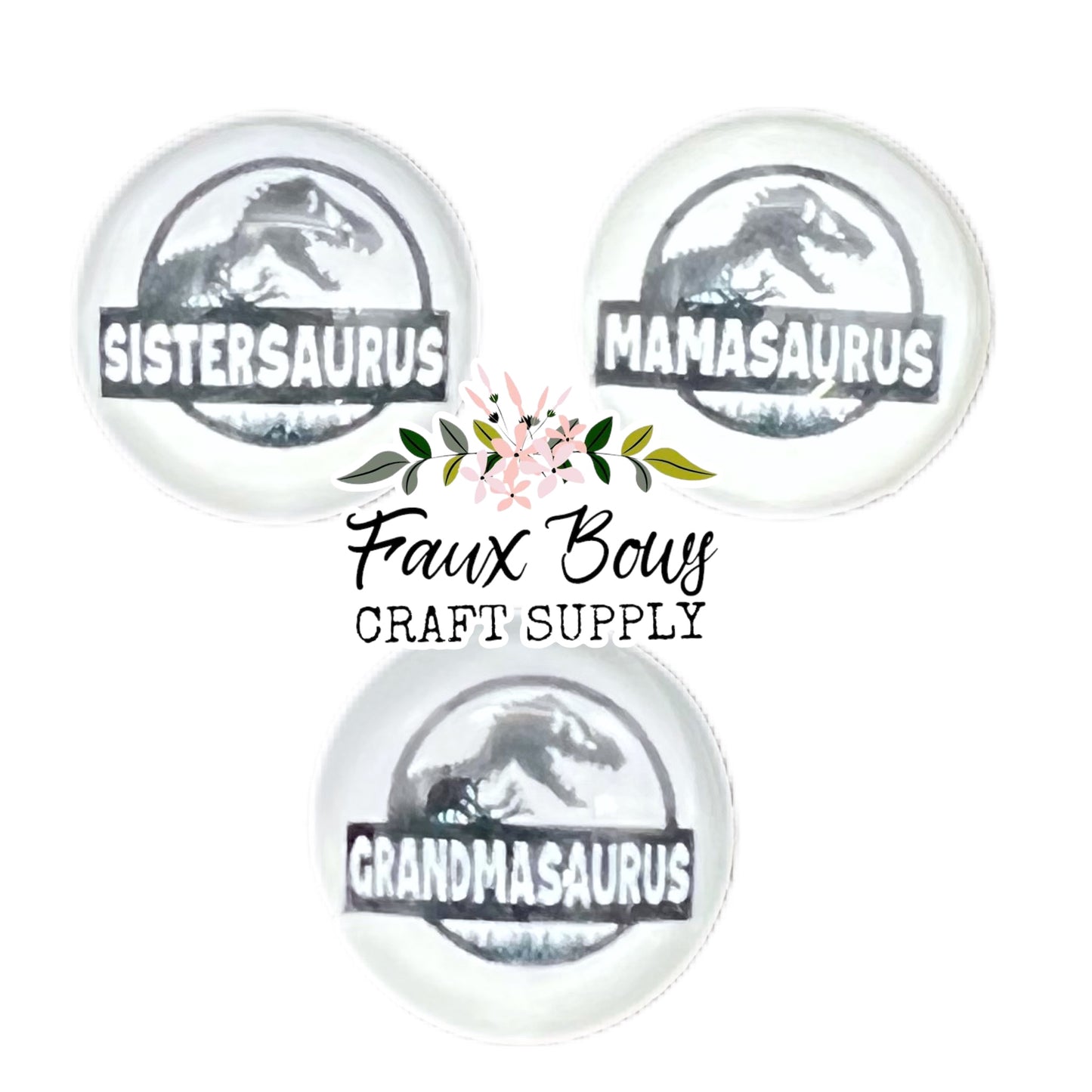 Sister, Mama, Grandma Saurus (Custom)-12mm Glass Cabochon