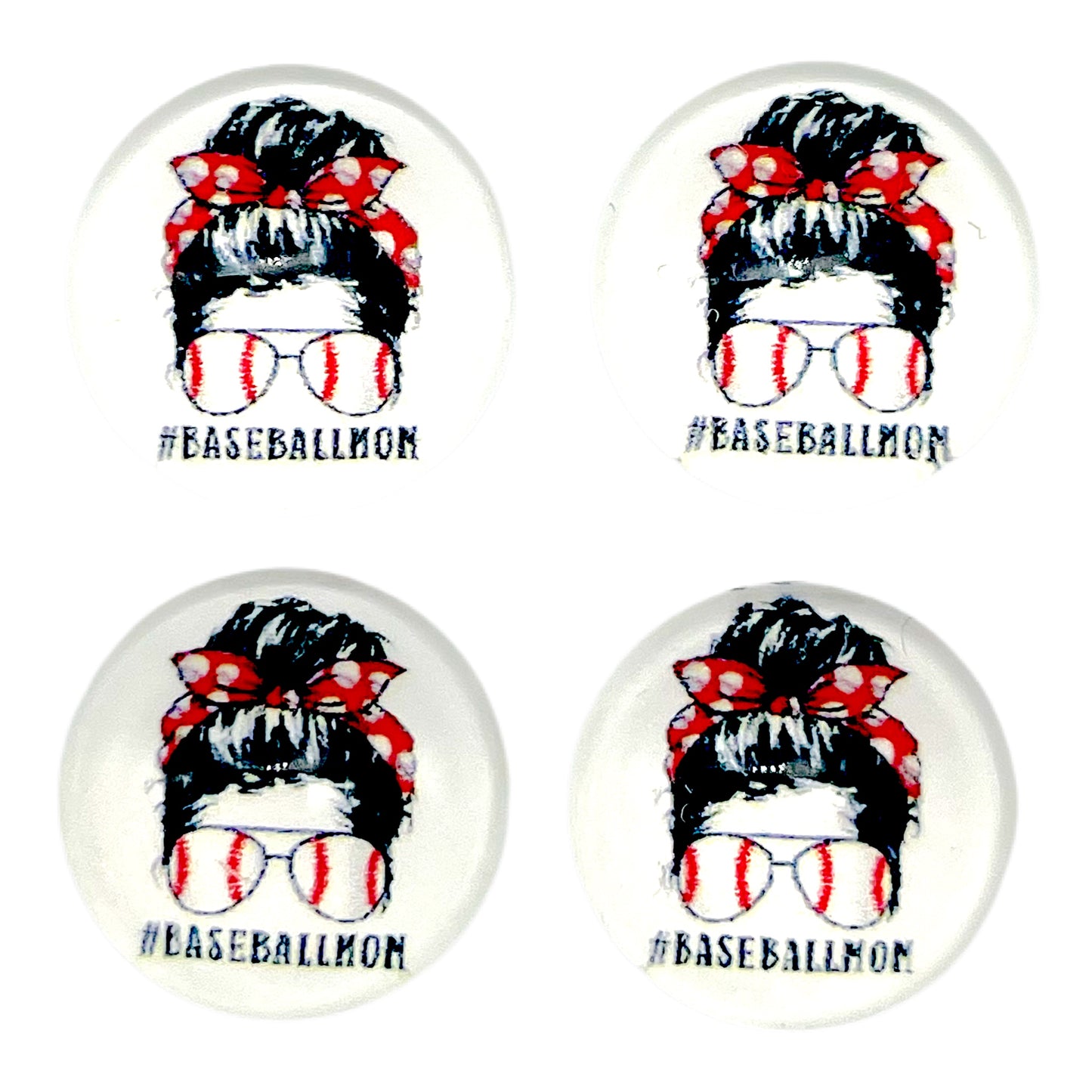 Baseball Mom Messy Bun (Custom) 12mm Glass Cabochon