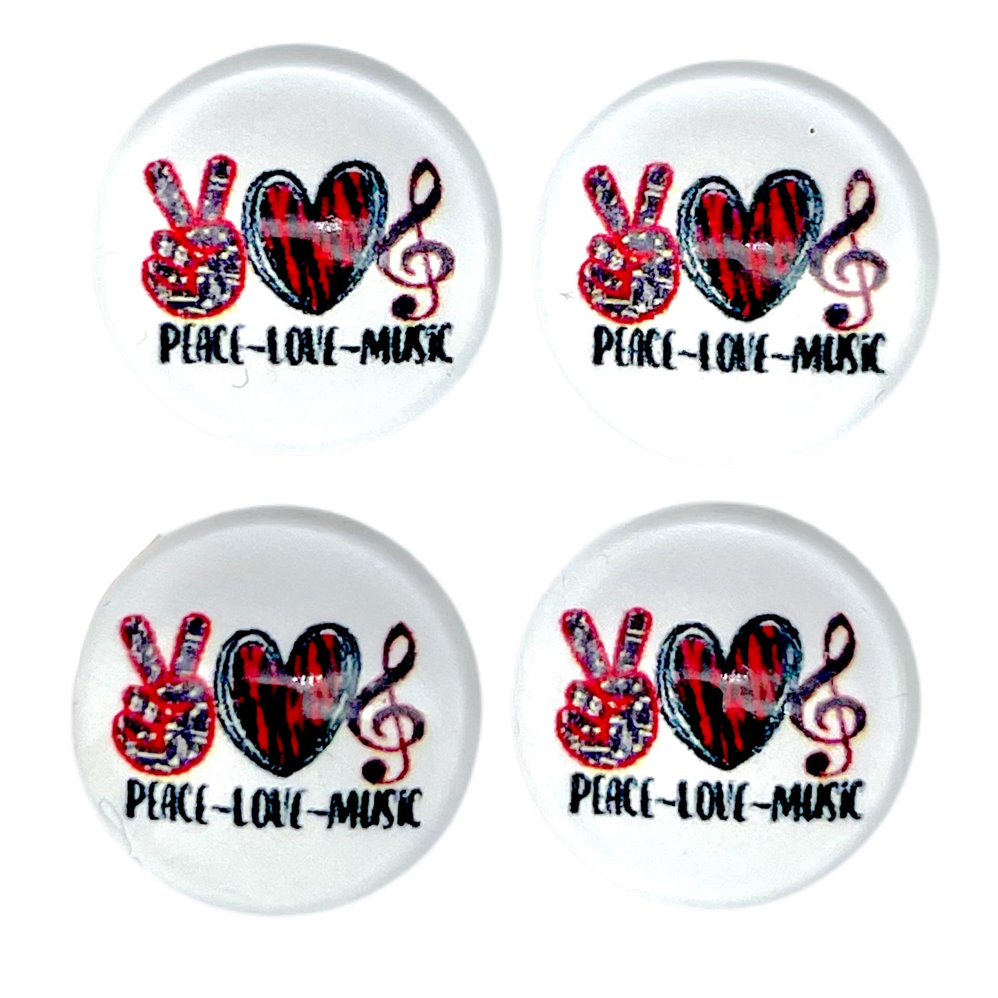 Peace, Love, Music (Custom) 12mm Glass Cabochon