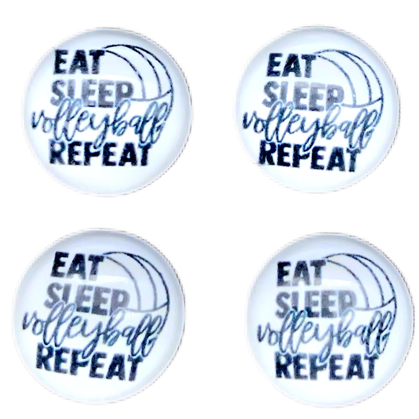 Eat Sleep Volleyball Repeat (Custom)-12mm Glass Cabochon