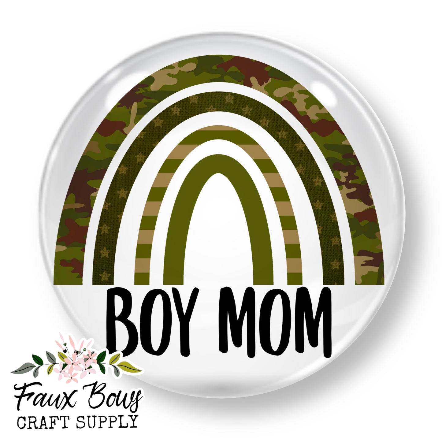 Camo Rainbow Boy Mom (Custom) 12mm Glass Cabochon