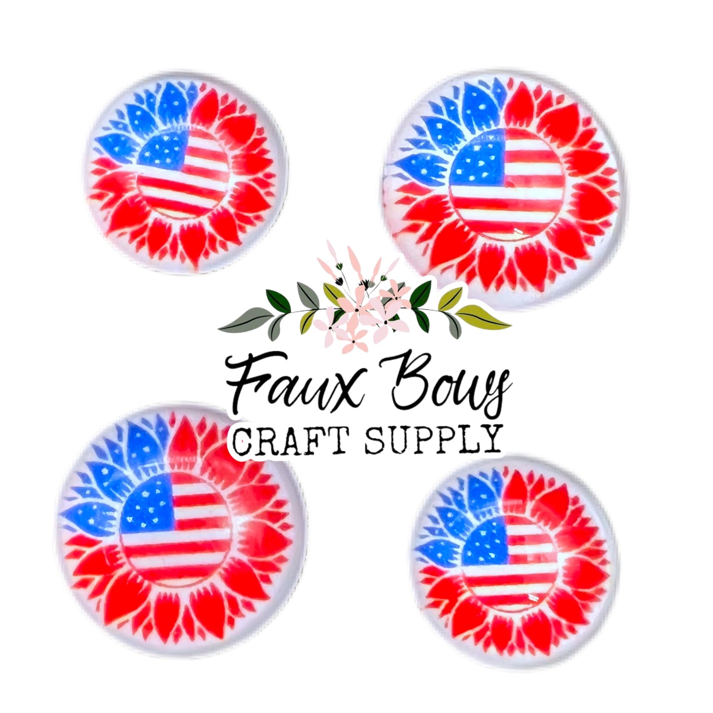 Flag Sunflower (Custom)-10/12mm Glass Cabochon