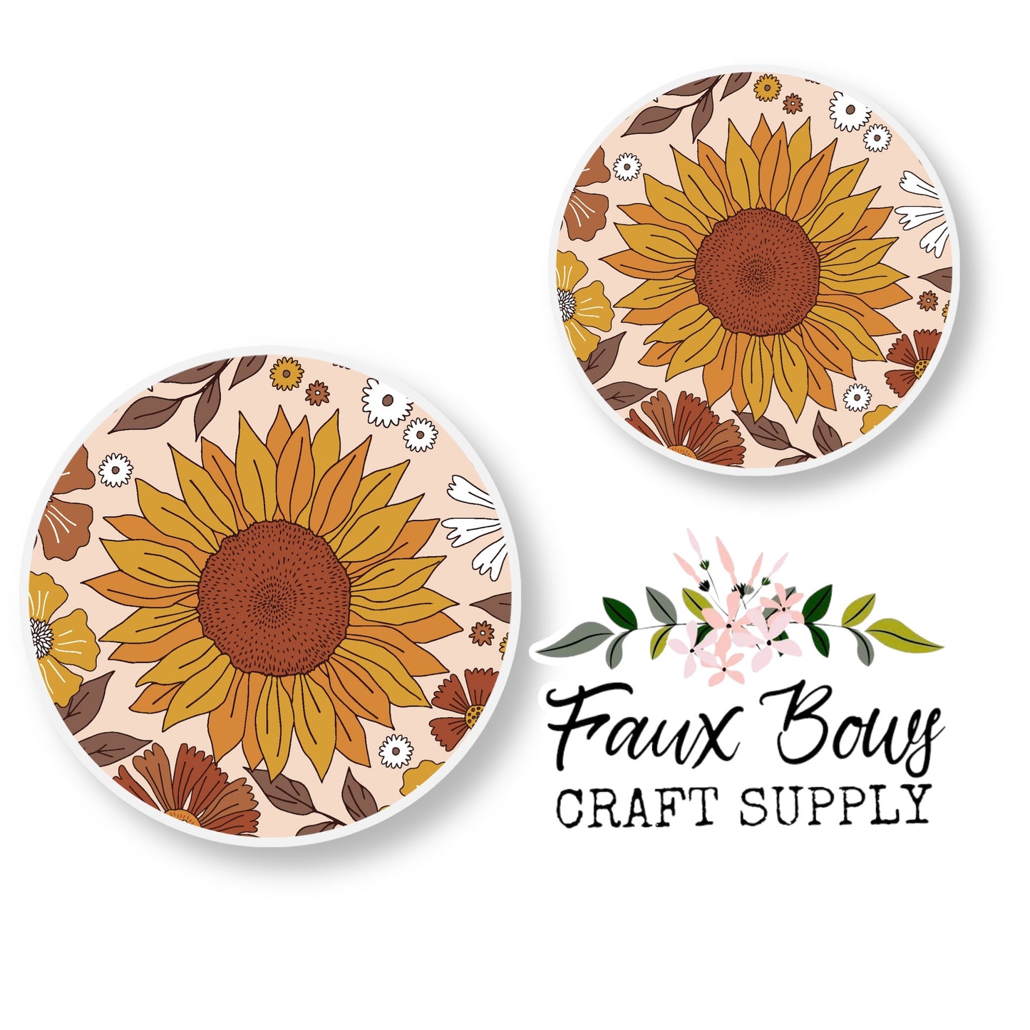 Retro Sunflower (Custom)-8/10/12mm Glass Cabochon