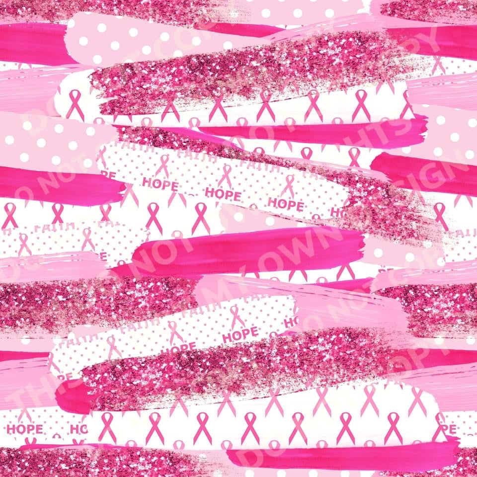 Breast Cancer Awareness Brushstrokes Fabric Ribbed Knit/Bullet/DBP/Scuba/Leather