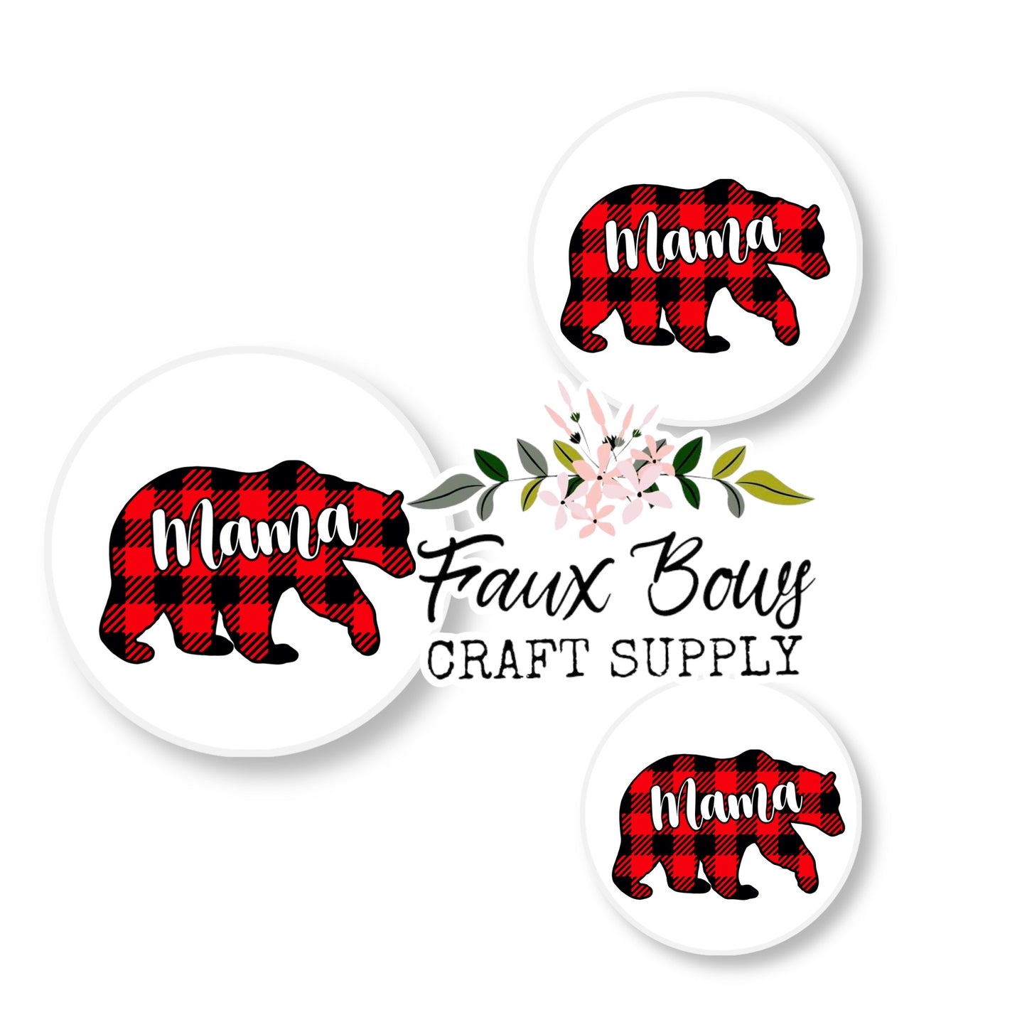 Plaid Mama Bear (Custom)-8/10/12mm Glass Cabochon