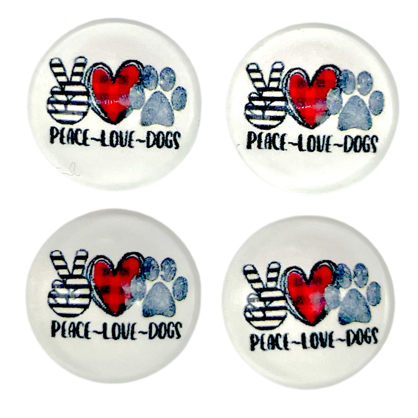 Peace, Love, Dogs (Custom) 12mm Glass Cabochon