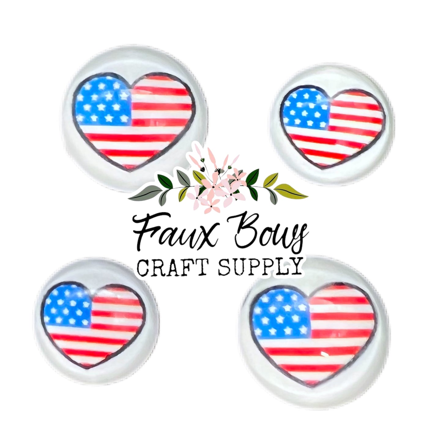 Flag Heart(Custom)-10/12mm Glass Cabochon