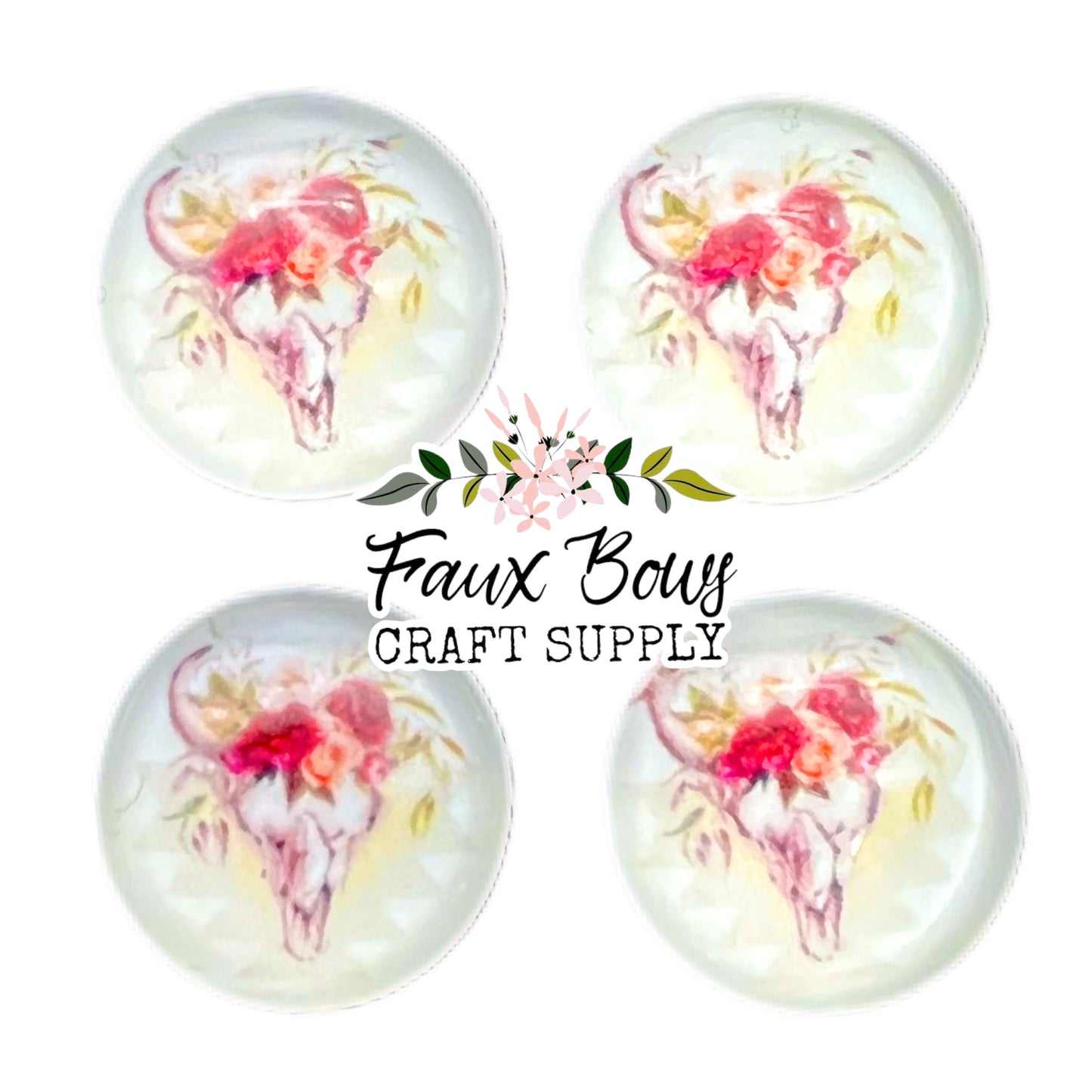 Longhorn Peonies (Custom)-12mm Glass Cabochon