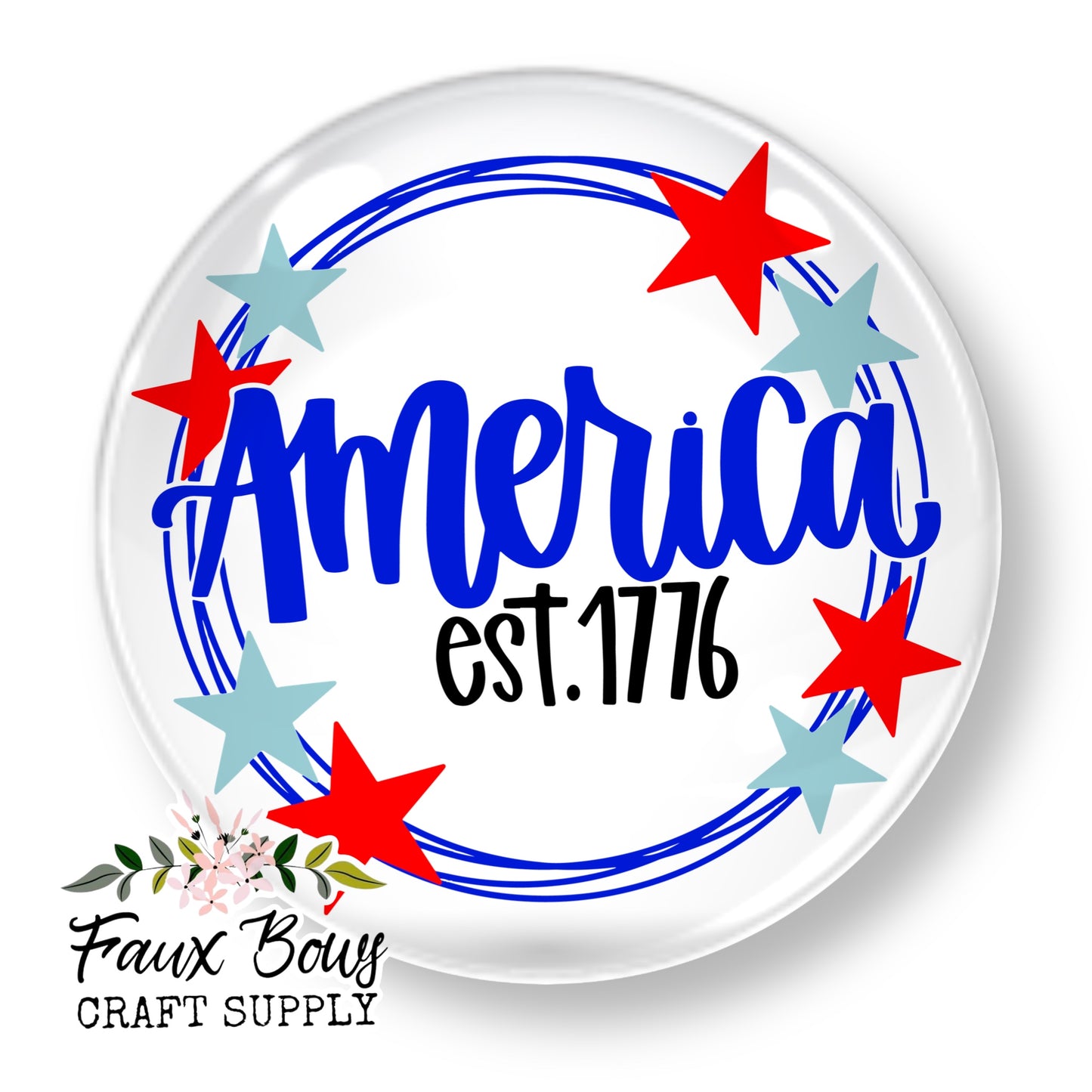 America Est. 1776 -12mm Glass Cabochon