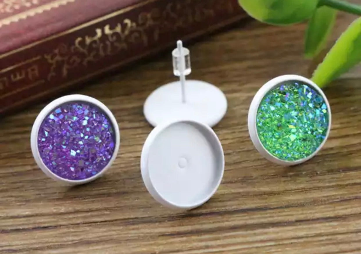 Stud Earring Base-12mm Cabochon