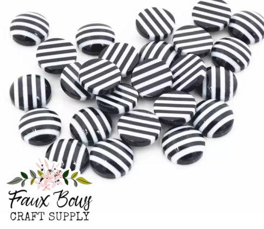Black and White Stripes-12mm Cabochon