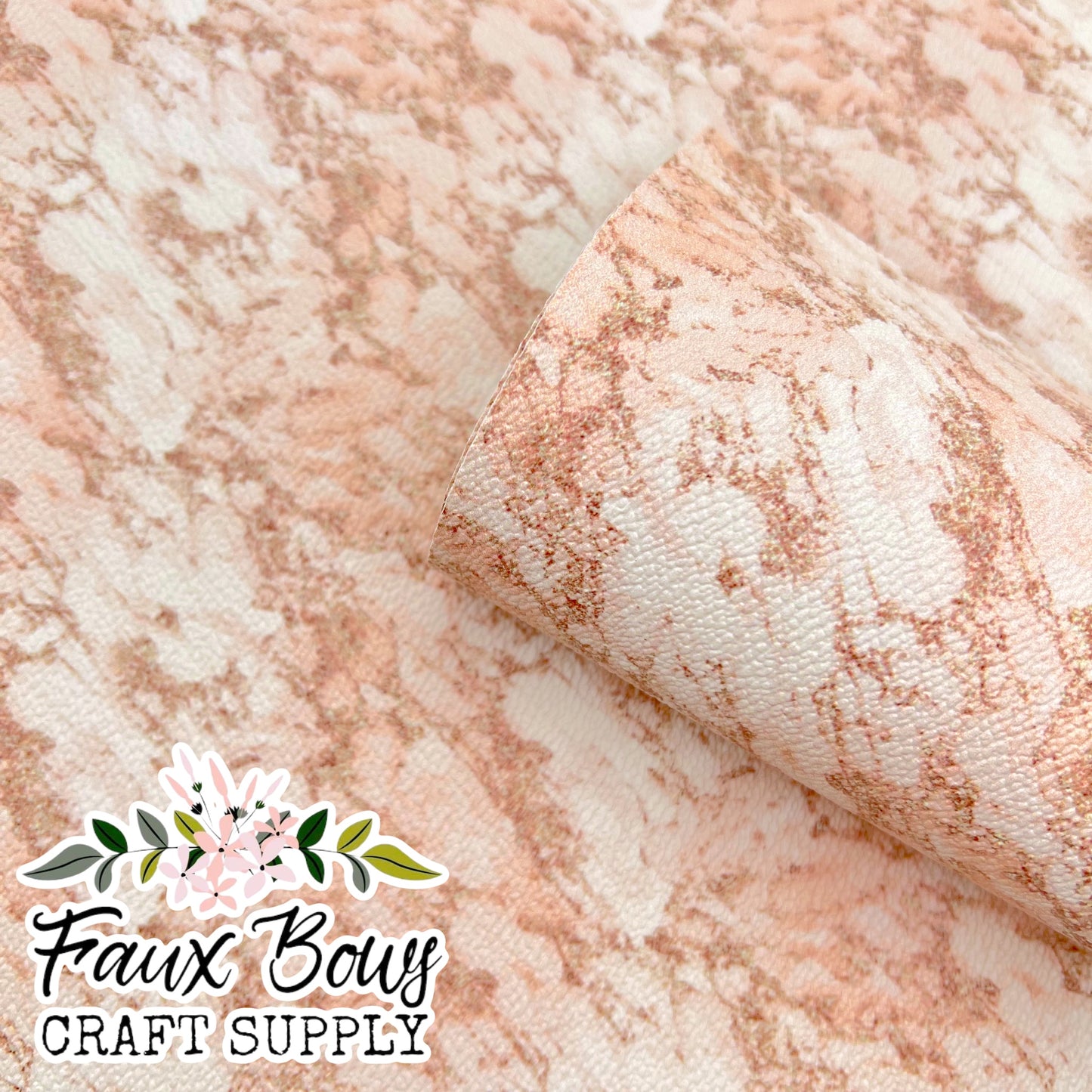 Golden Blush Marble Printed RAISED Pebbled Faux Leather
