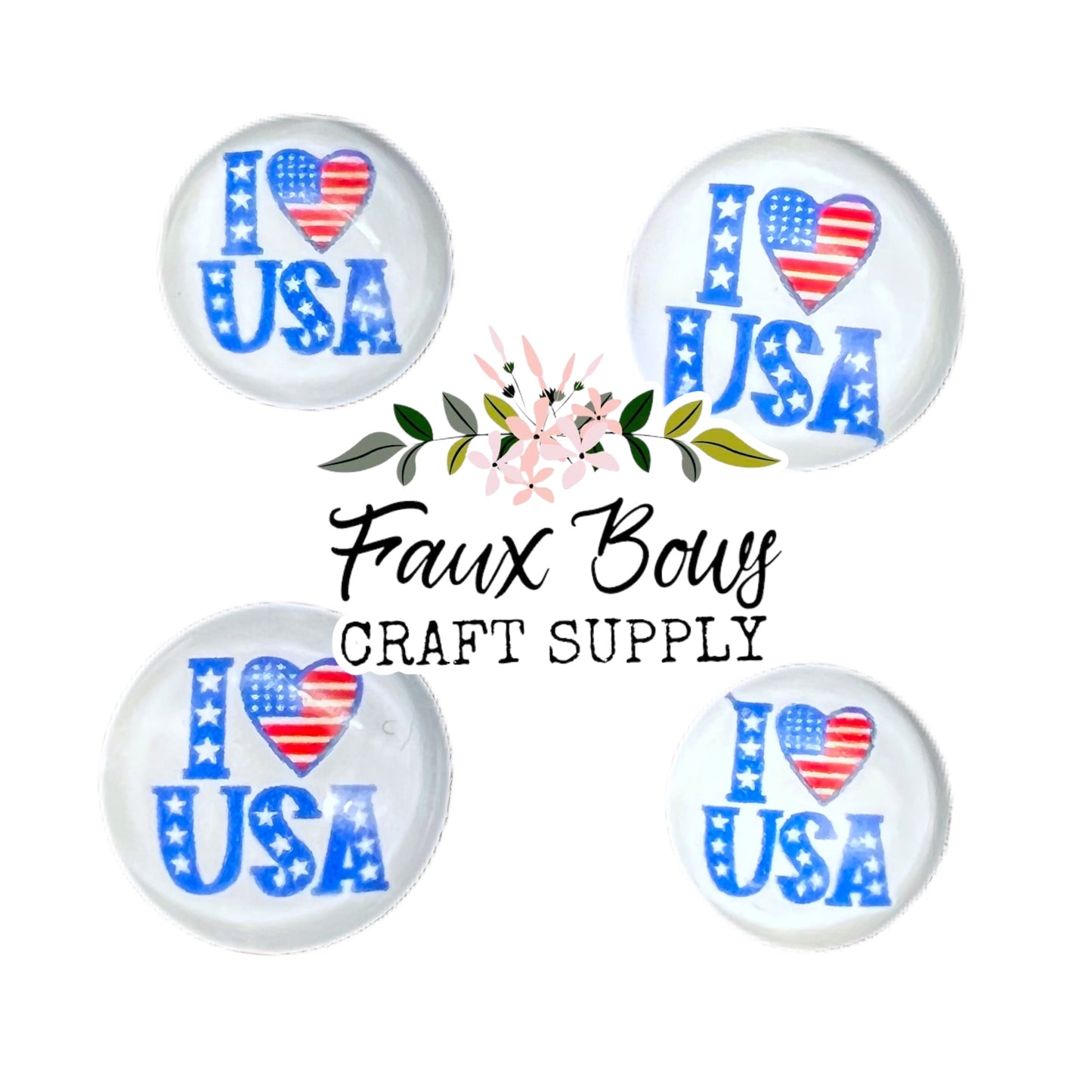 I ❤️ USA (Custom)-10/12mm Glass Cabochon