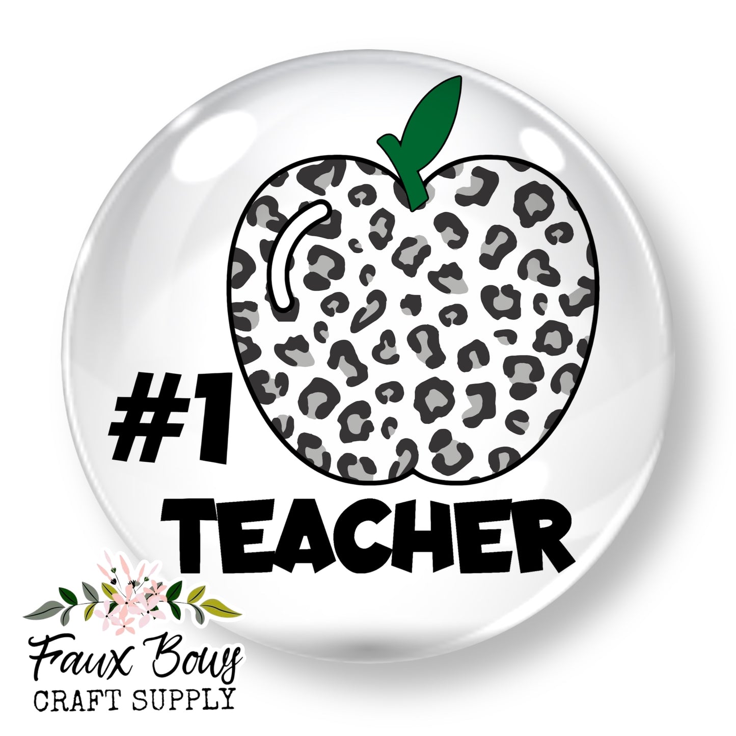 #1 Teacher -12mm Glass Cabochon