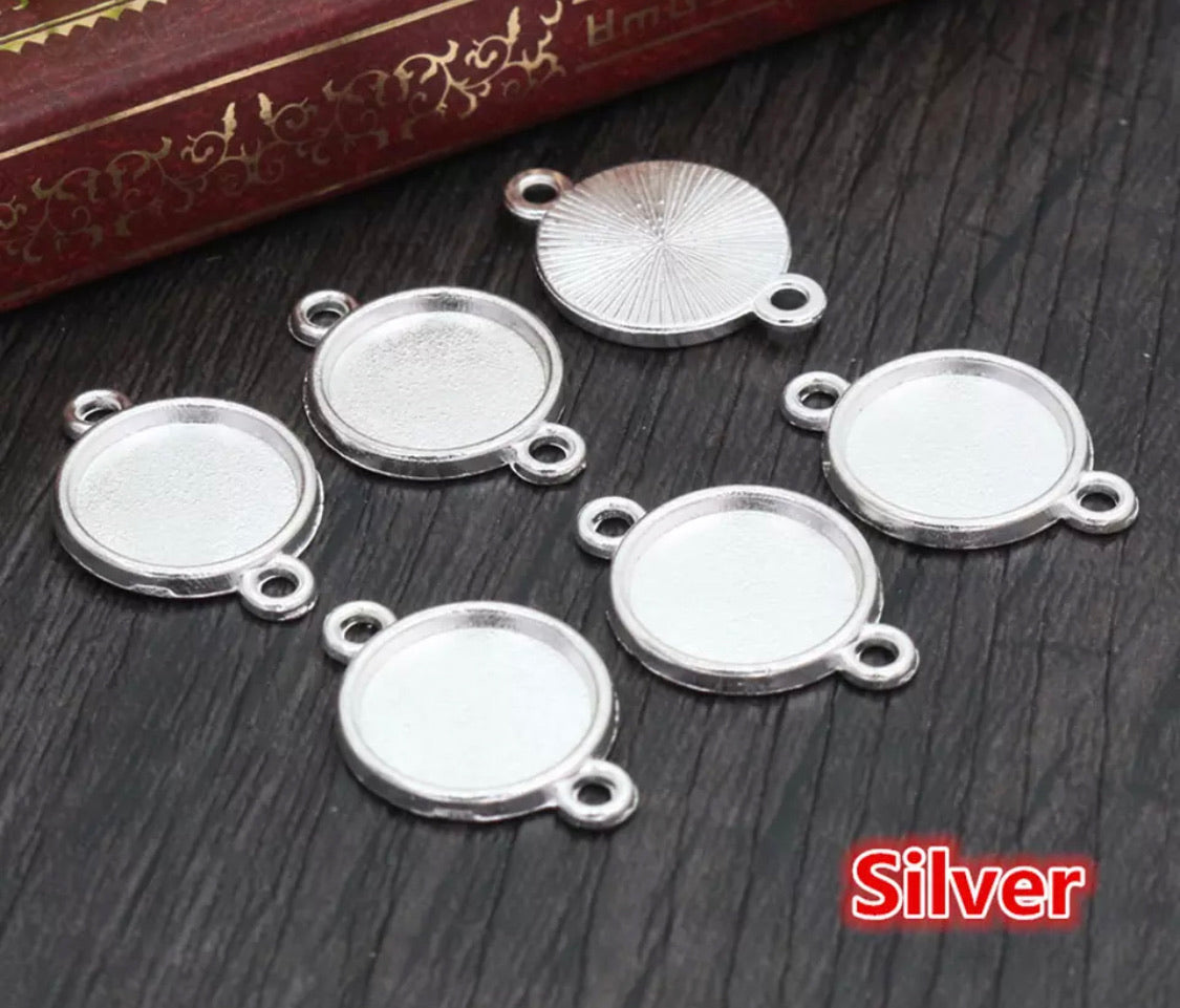 Double Loop Pendant Bezel-12mm Cabochon Base