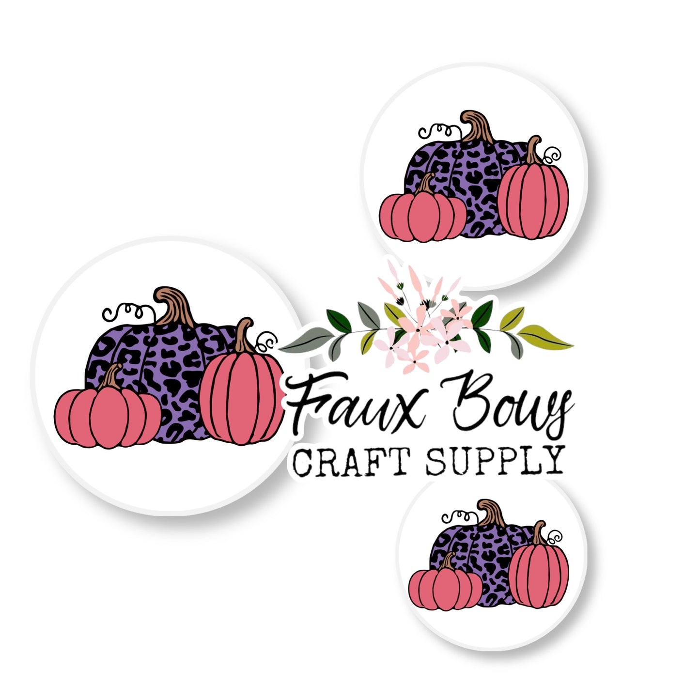 Purple Cheetah Pink Pumpkins (Custom)-8/10/12mm Glass Cabochon