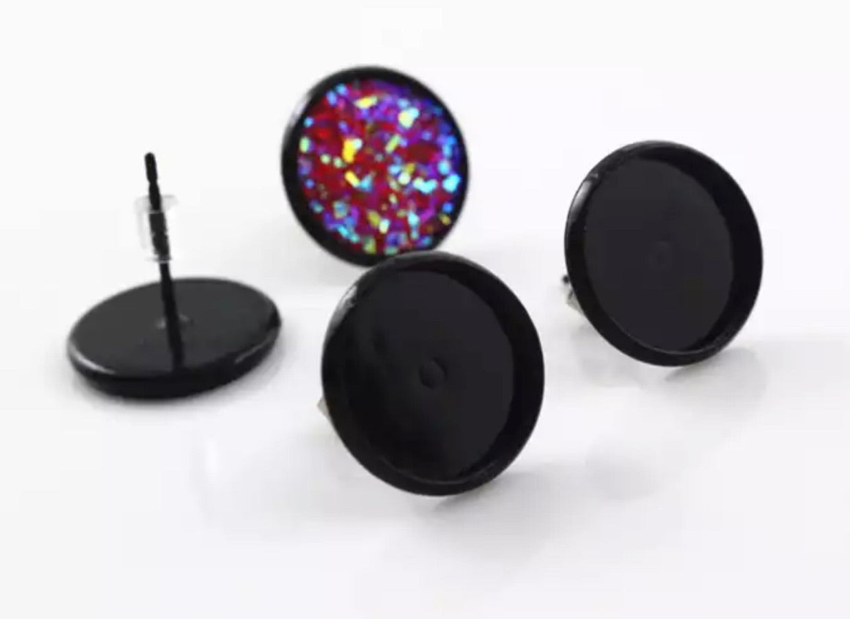 Stud Earring Base-12mm Cabochon