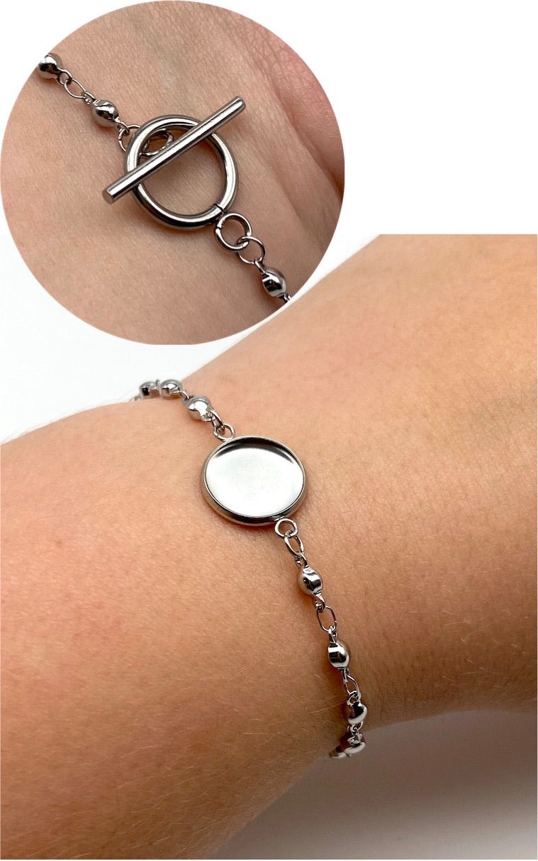 Stainless Steel Bracelet -12mm Cabochon Bezel