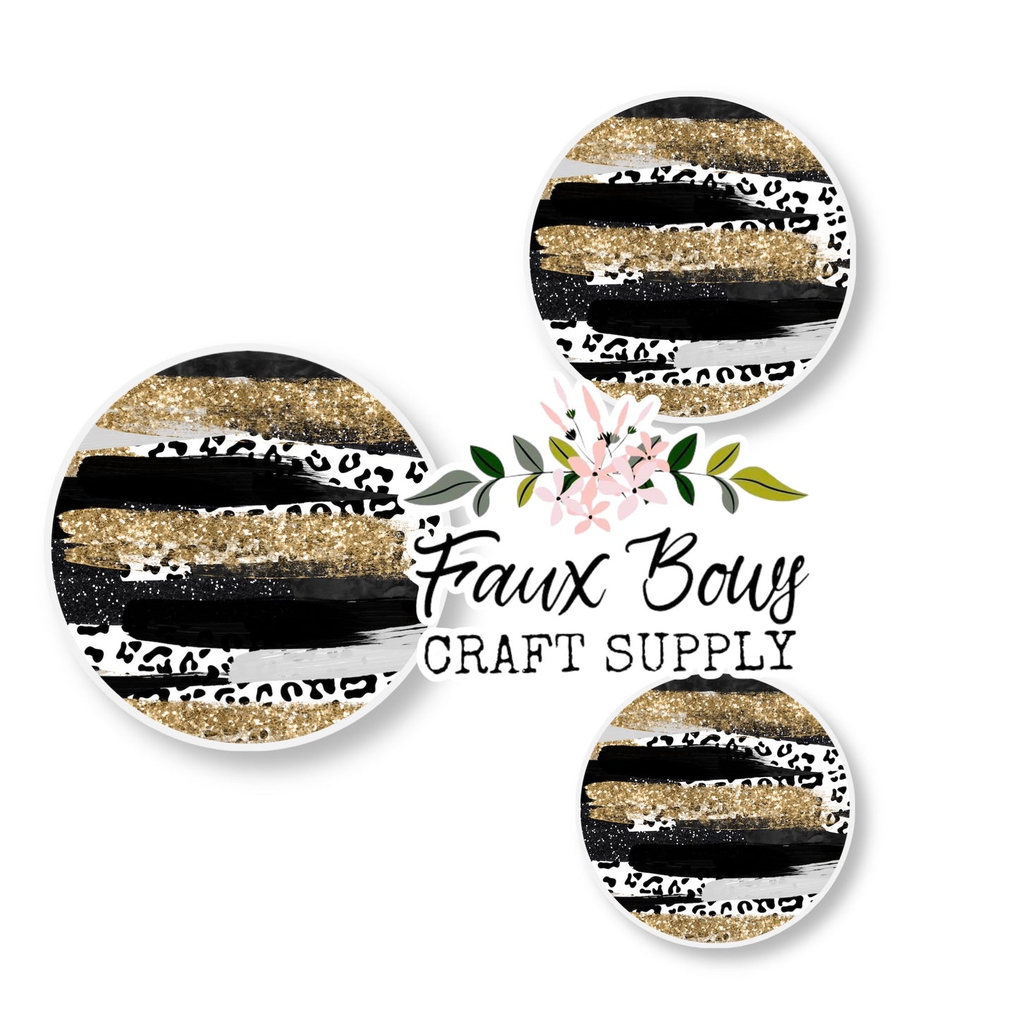 Gold/Black Cheetah Brushstrokes (Custom)-8/10/12mm Glass Cabochon