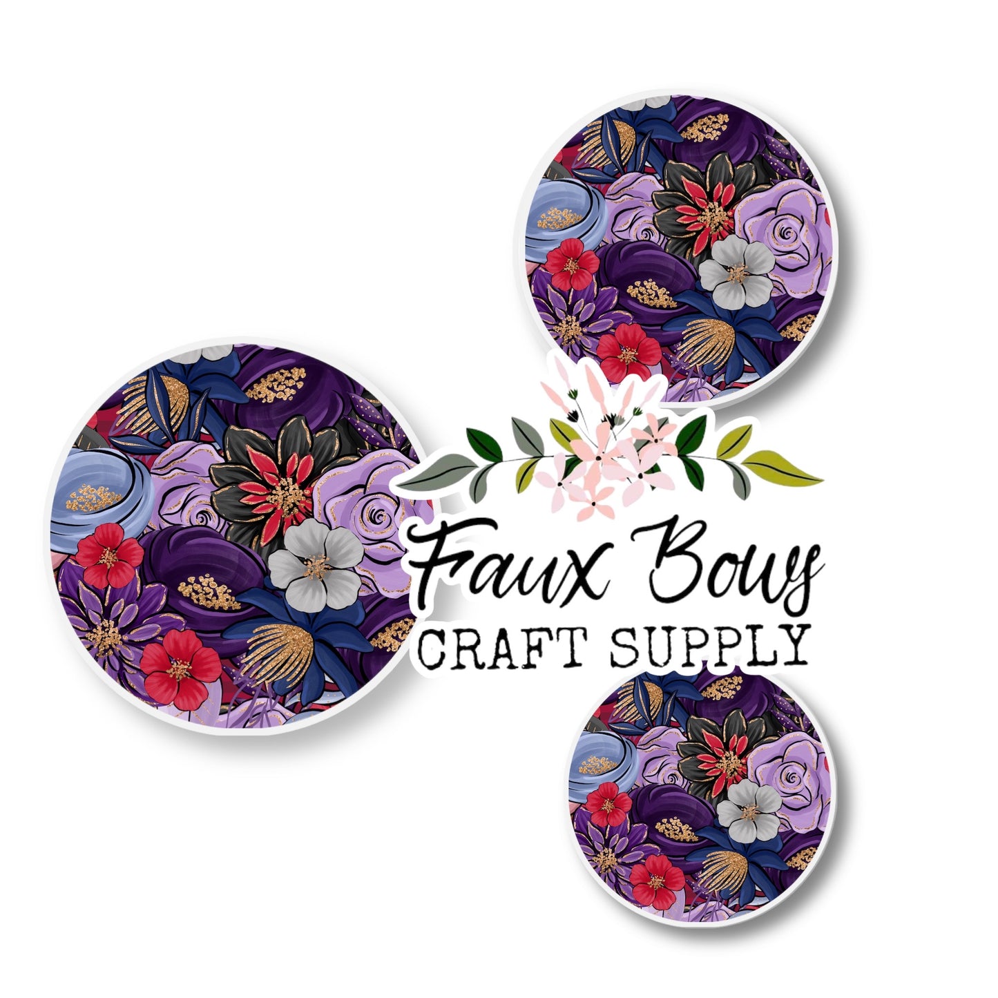 Purple Halloween Floral (Custom)-8/10/12mm Glass Cabochon