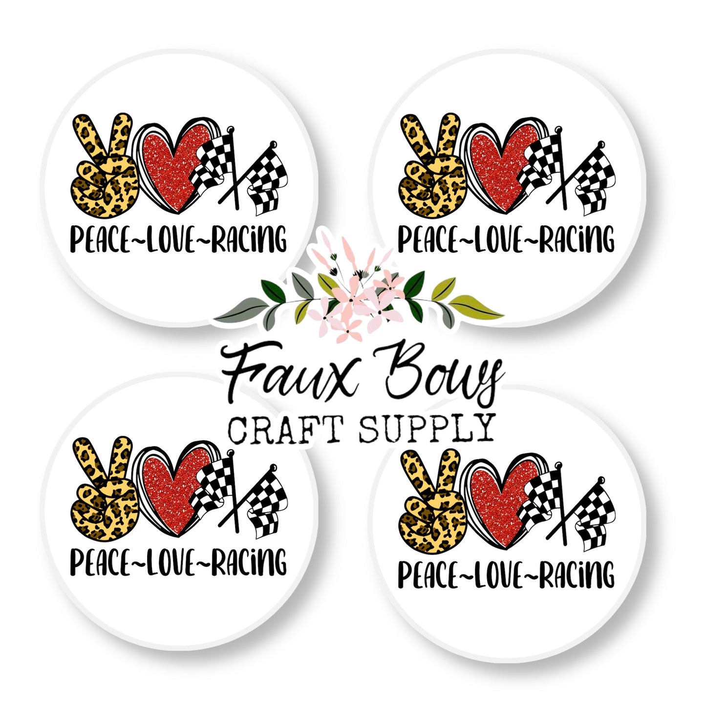 Peace Love Racing (Custom)-12mm Glass Cabochon