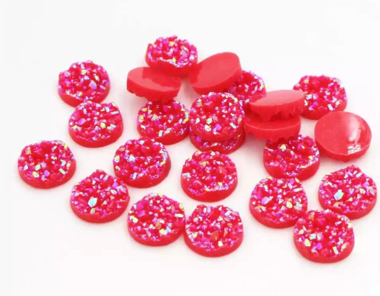 Red Iridescent-8/10/12mm Druzy