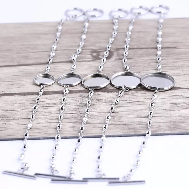 Stainless Steel Bracelet -12mm Cabochon Bezel