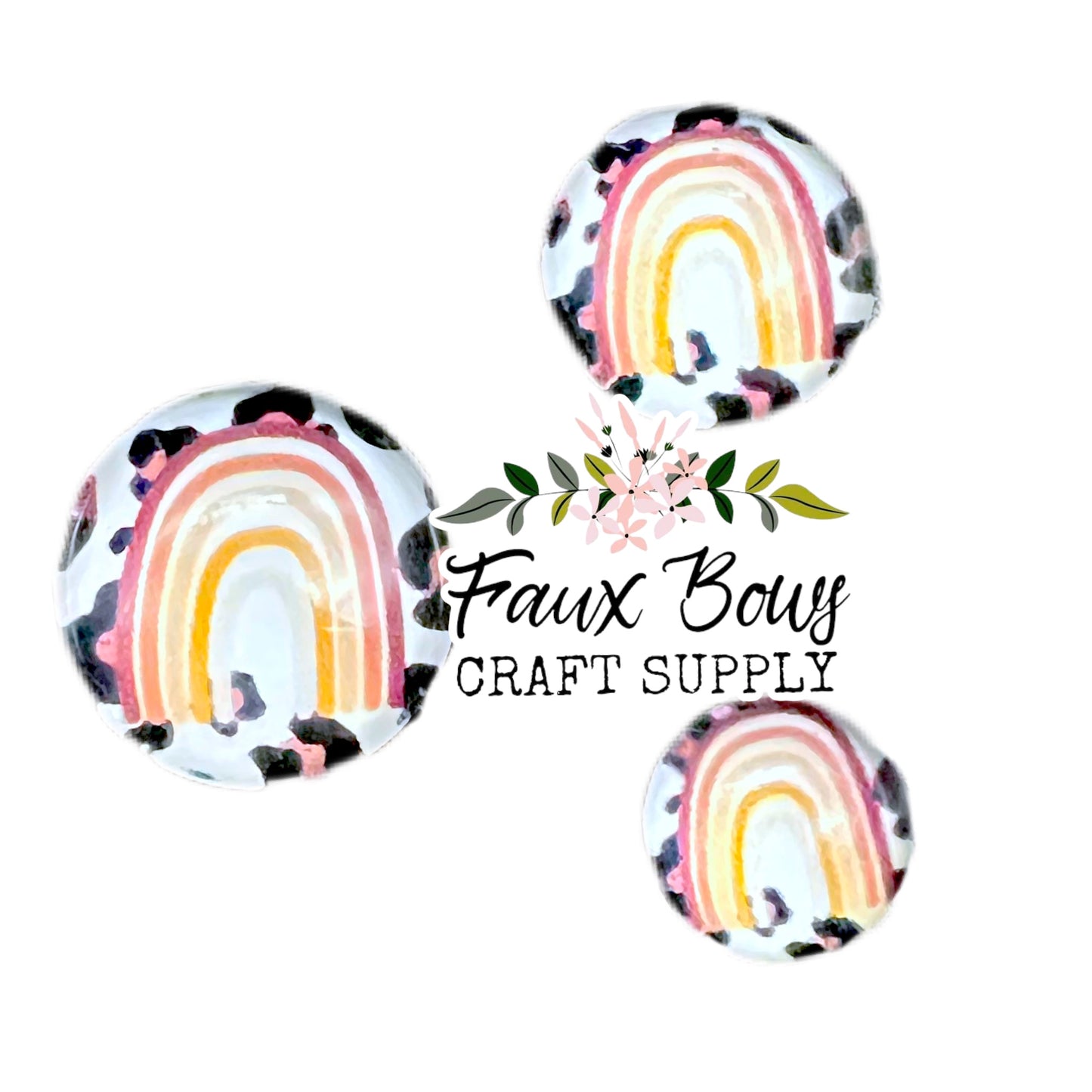Neutral Leopard Rainbow (Custom)-8/10/12mm Glass Cabochon