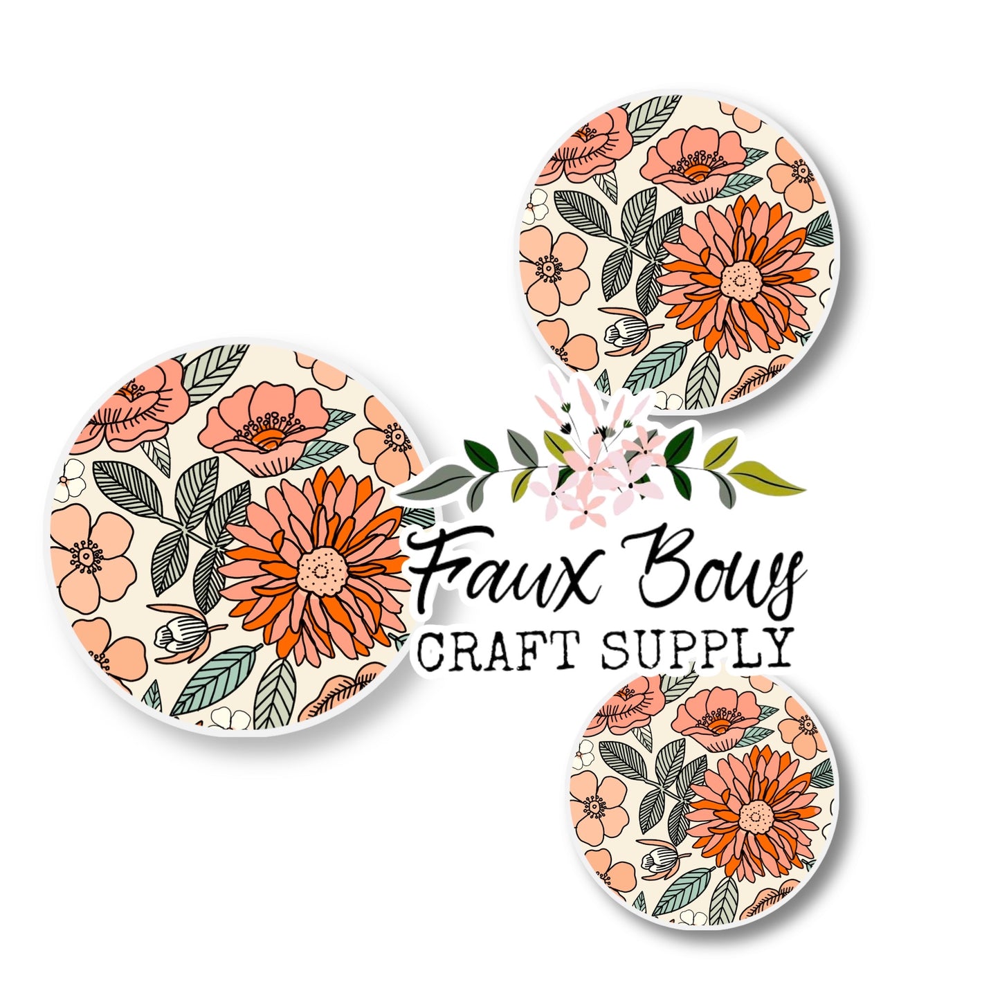 Retro Floral Garden (Custom)-12mm Glass Cabochon