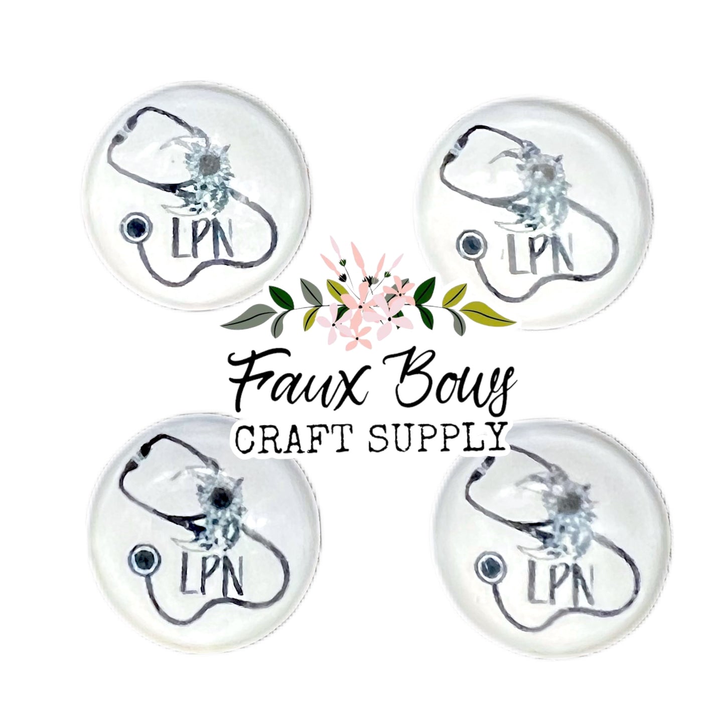 LPN Moon Stethoscope (Custom)-12mm Glass Cabochon