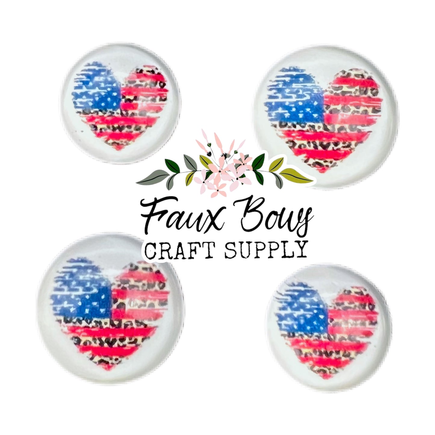 🇺🇸Cheetah American Flag-10/12mm Glass Cabochon