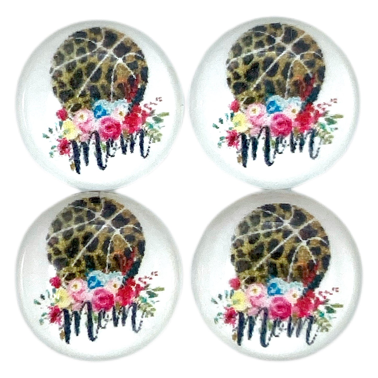 Floral Cheetah Basketball Mom-12mm Glass Cabochon