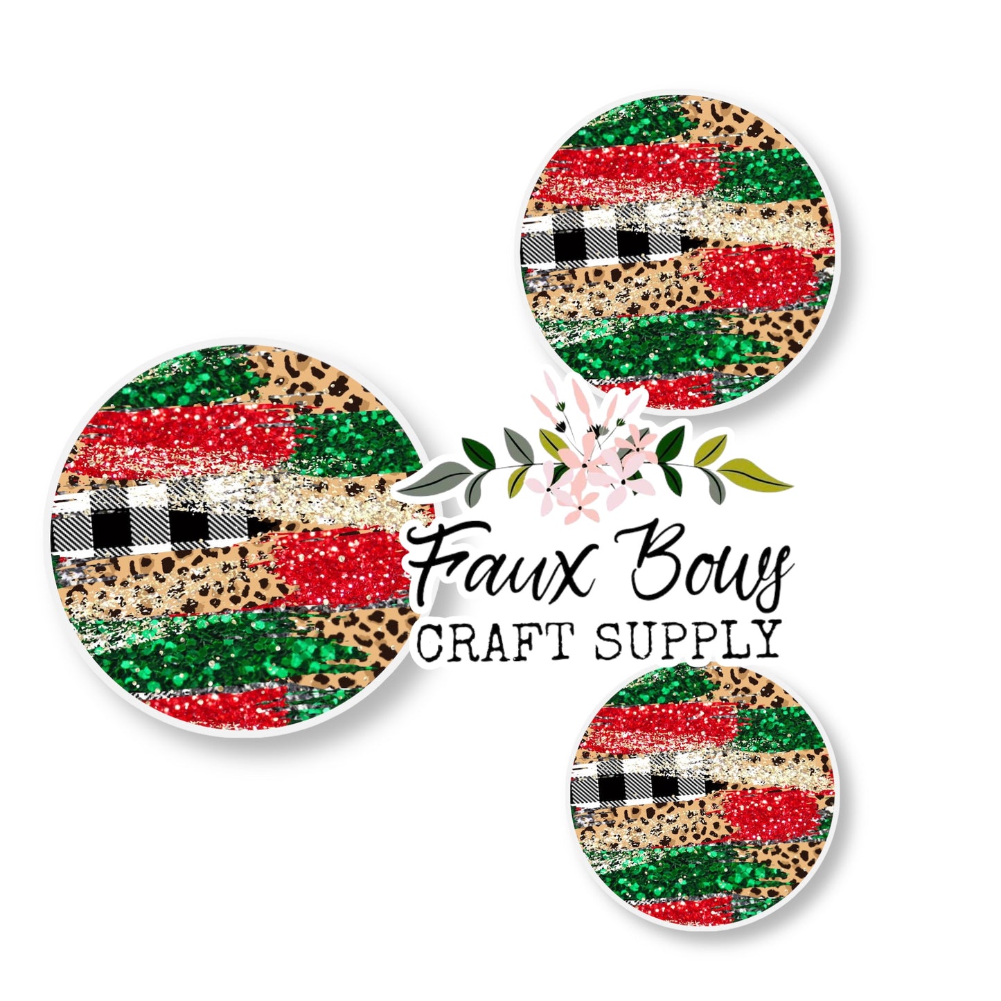 BW Plaid Christmas Brushstrokes (Custom)-8/10/12mm Glass Cabochon