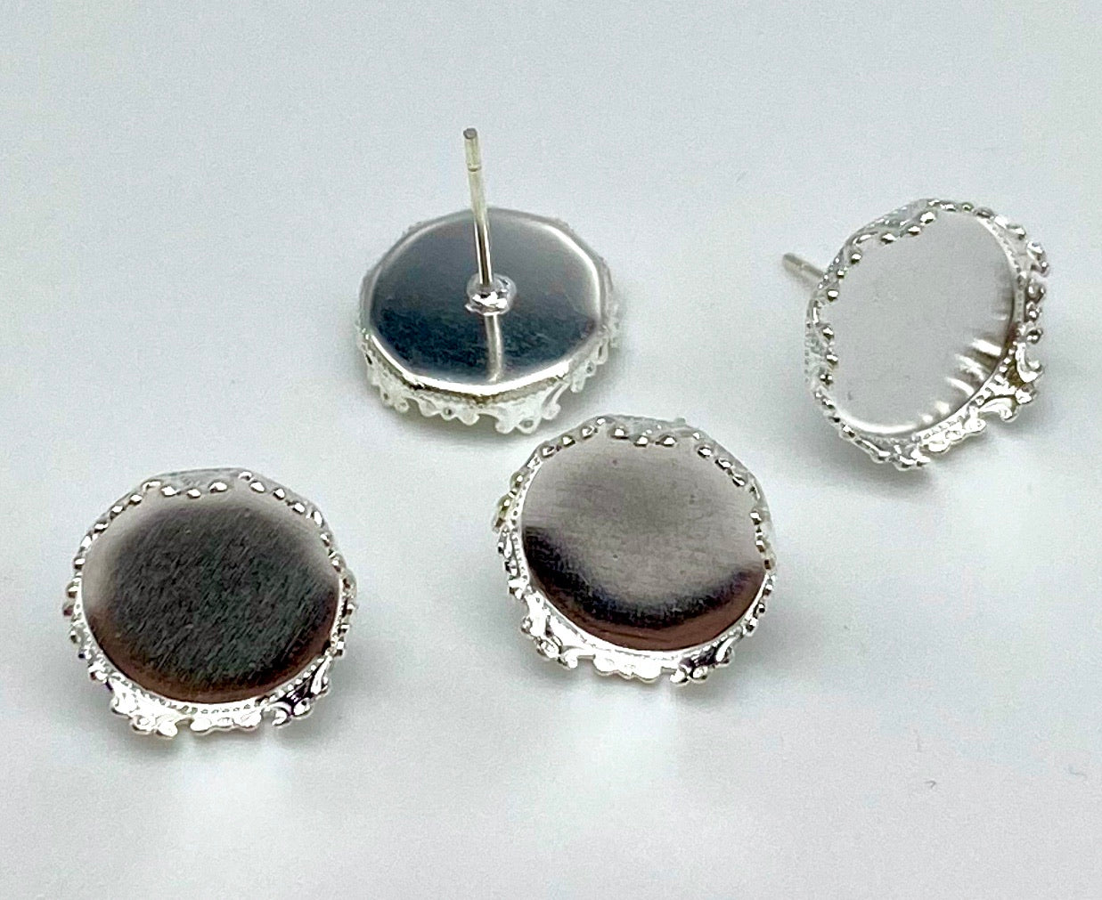 Crown Stud-12mm Stainless Steel Earring Base (Pair)