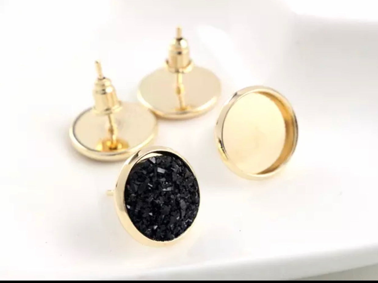 Stud Earring Base-12mm Cabochon