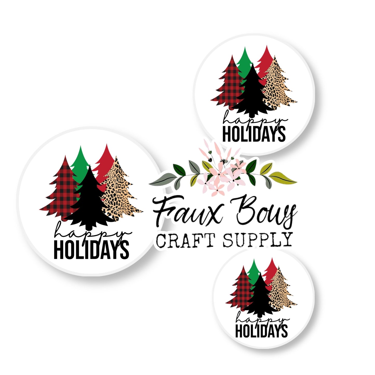 Happy Holiday Trees (Custom)-8/10/12mm Glass Cabochon