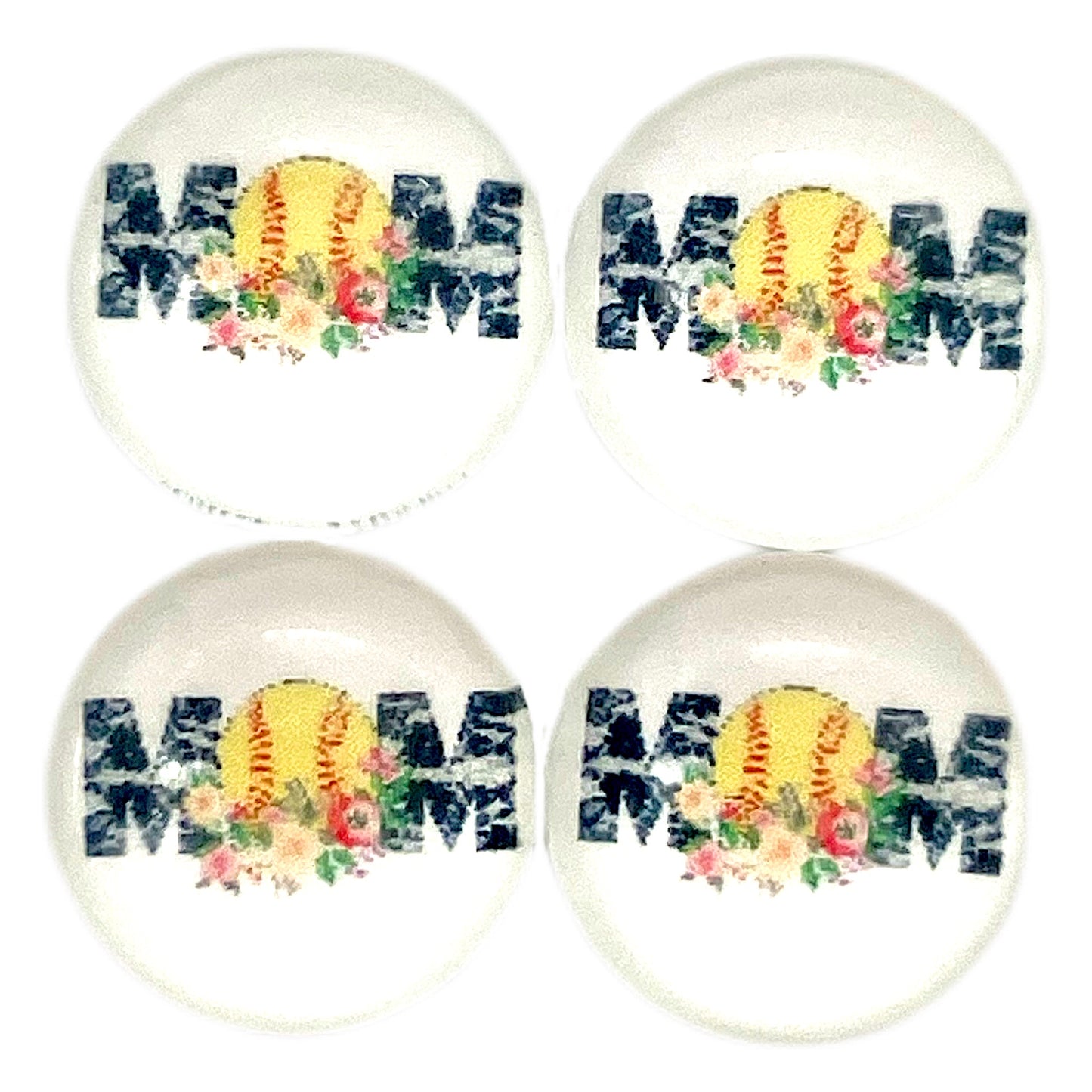Camo Softball Mom 2-12mm Glass Cabochon