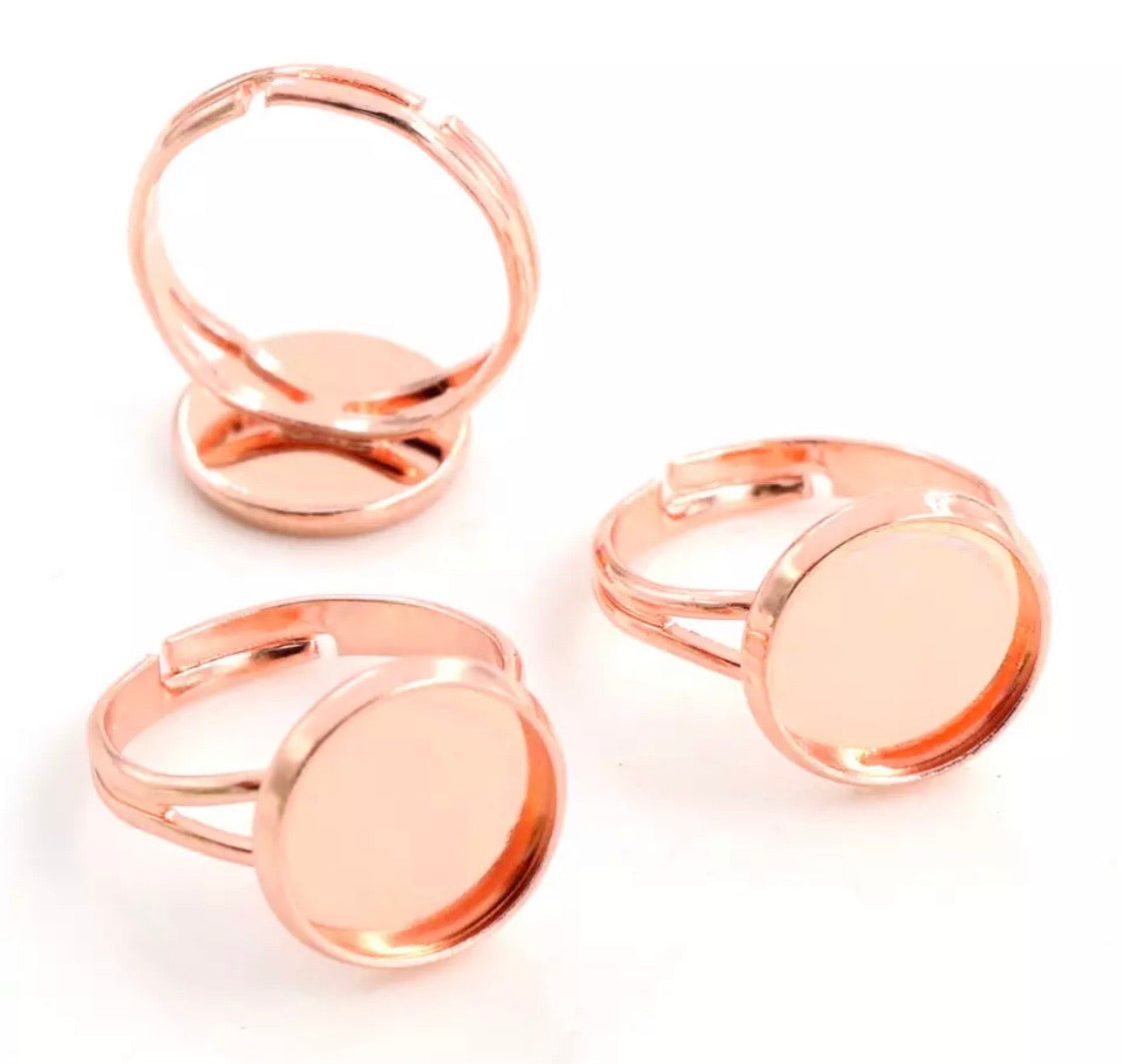 Adjustable Ring with 12mm Cabochon Base