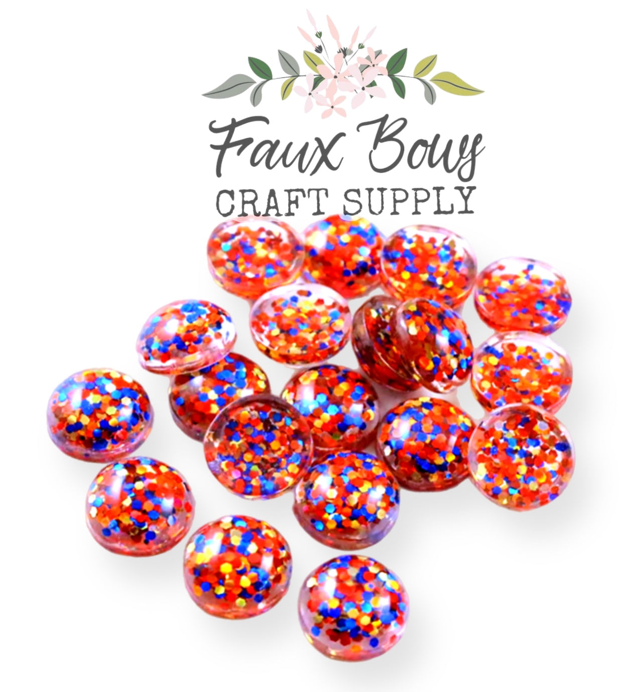 Primary Colors Glitter-12mm Cabochon